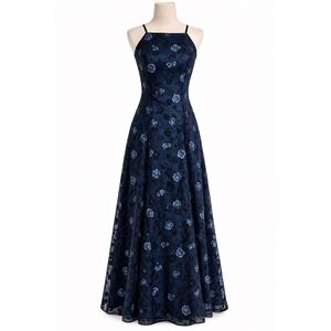 Morgan & Co Prom Dress Maxi Gown  Size 3/4 Blue Whimsigoth Fairy VTG Y2K 90s